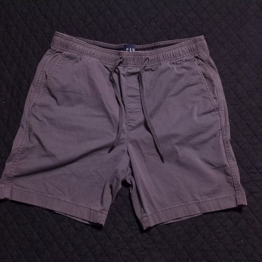 Gap Mens Drawstring Casual Chino Shorts Size M Gray Elastic Waist Stretch